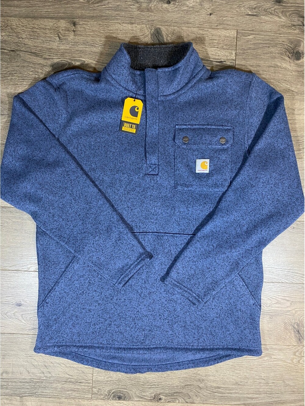 Carhartt 106378 Men’s M Faded Navy Quarter Zip Pocket Sweater Fleece NWT